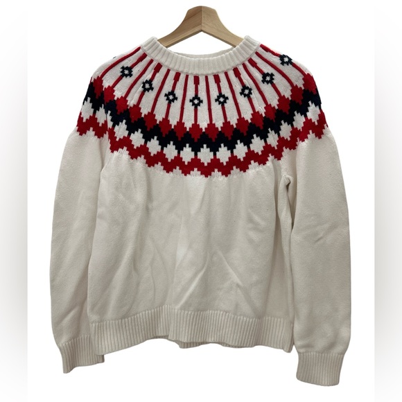 J. Crew Sweaters - J Crew Fair Isle White Pullover Sweater Size Large